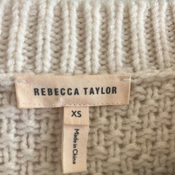 Rebecca Taylor Knit Pullover Sweater Women’s Size XS Cream Holiday Embellished - Picture 8 of 13